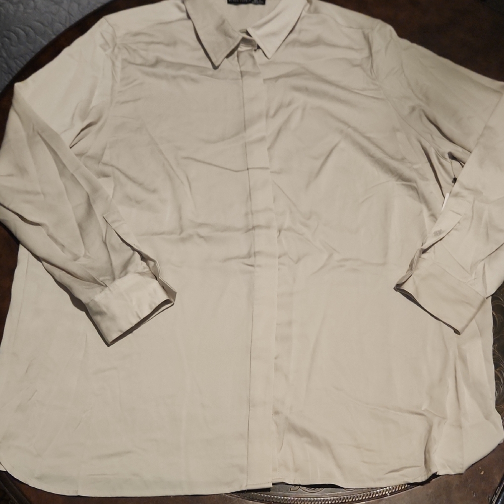 Black Tape Beige Dress Shirt Sz 1X